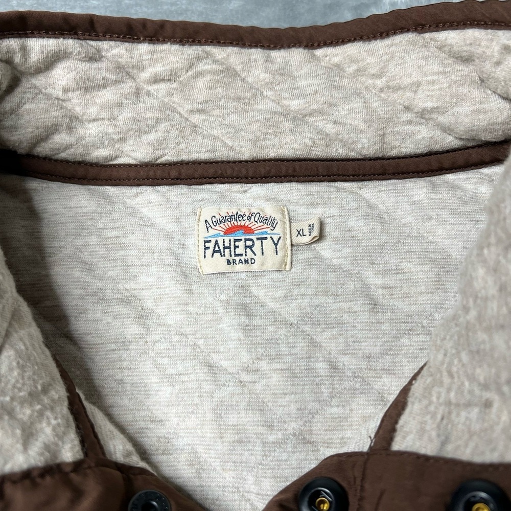 Faherty Sweater Men Size XL Beige Epic Quilted Fleece Quarter Snap Pullover - Picture 6 of 6